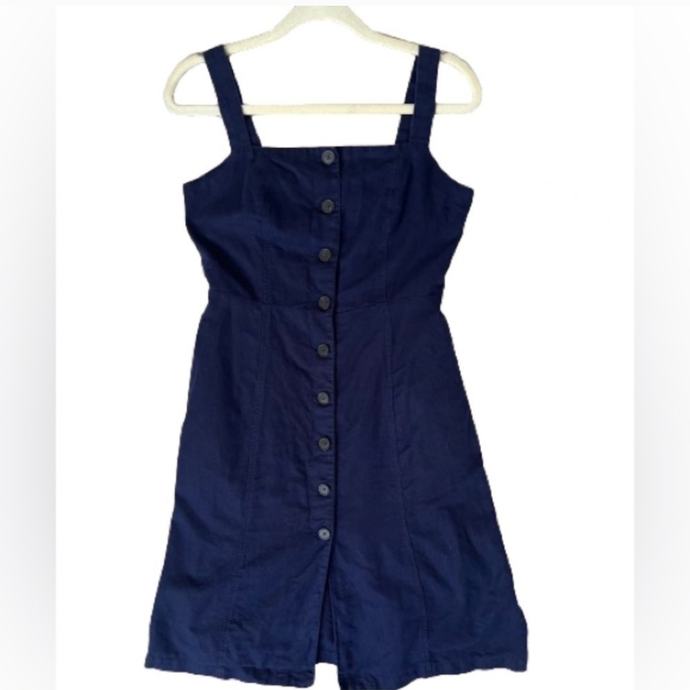 Gap Women’s Button Front Linen Apron Dress in Uniform Navy. Size 2 New W/ Tags! - Picture 3 of 6